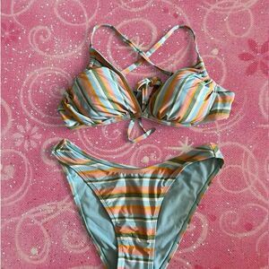 NWT Wild Fable Shimmer Striped Bikini Set